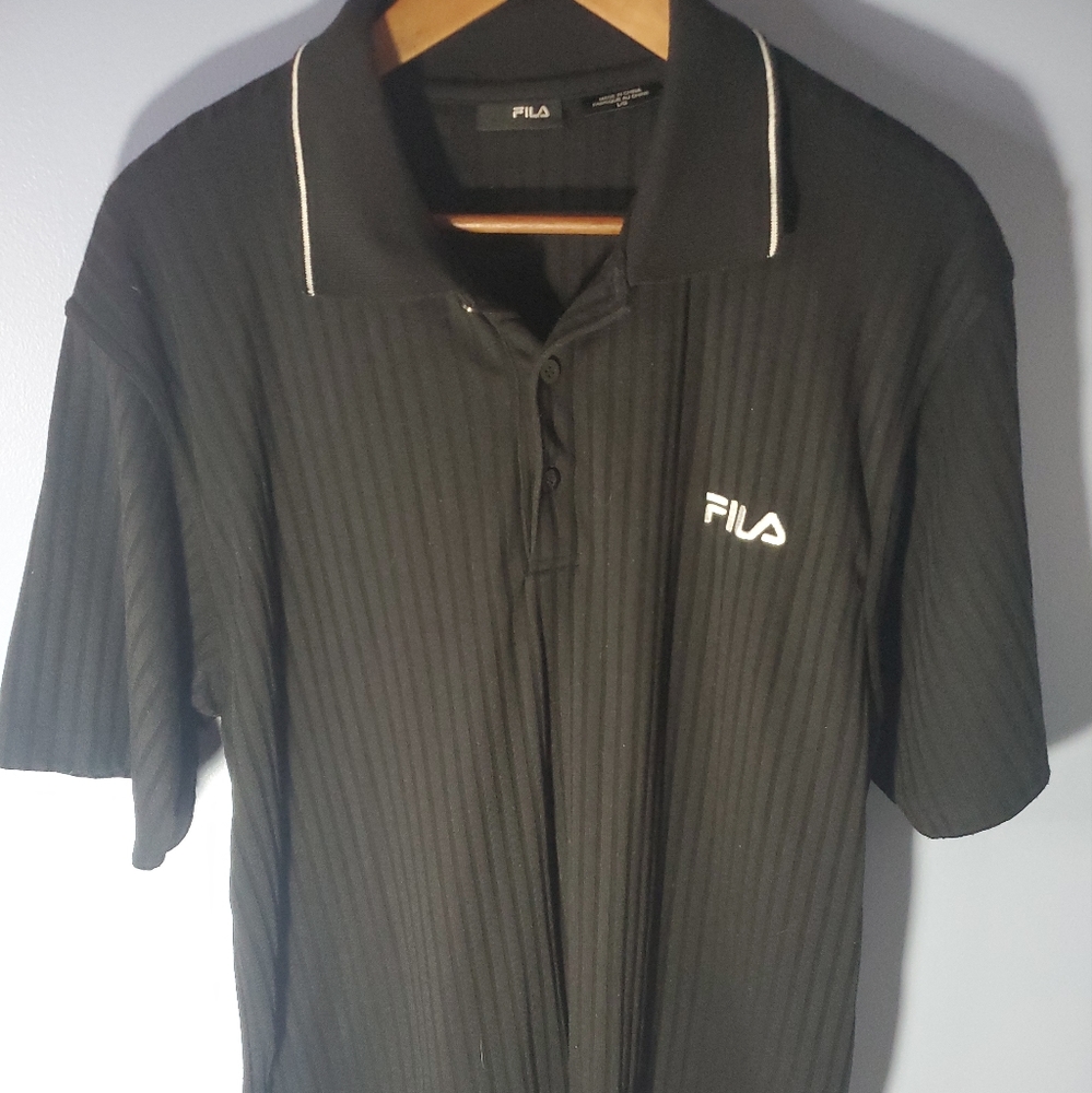 Fila Polo Shirt Black Men Size L